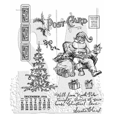 Stampers Anonymous Santa Visit Tim Holtz Cling Stamps (CMS500)