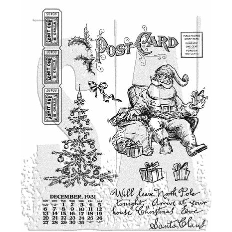 Tim Holtz  Stampers Anonymous Santa Visit Cling Stamps (CMS500)