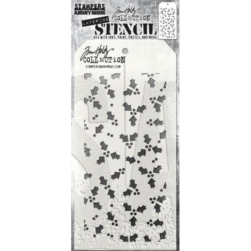 Tim Holtz  Stampers Anonymous Tiny Holly Layering Stencil (THS189)
