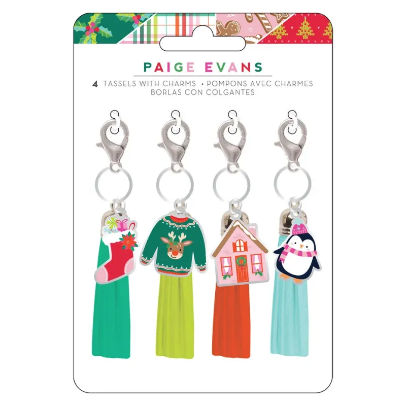 american Crafts Paige Evans Sugarplum Wishes Tassels with Charms (4pcs) (34022006)