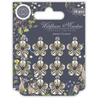 Craft Consortium Wildflower Meadow Special Edition Metal Charms Silver Flowers (CCMCHRM032) ( CCMCHRM032)