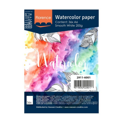 Florence • Aquarelpapier smooth A6 200g White 36pcs (2911-6001)