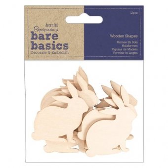 Papermania Bare Basics Wooden Shapes Rabbits (12pcs) (PMA 174557)