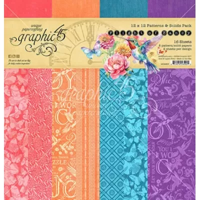 Graphic 45 Flight of Fancy 12x12 Inch Patterns & Solids Pack (4502855)