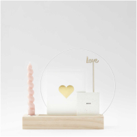 Rico-Design Wooden stand for metal rings and postcards w.candle holder 26cm (700297)