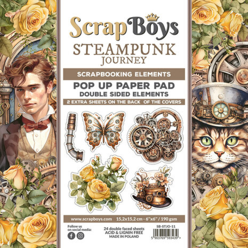 ScrapBoys Steampunk Journey 6x6 Inch Pop Up Paper Pad (SB-STJO-11)