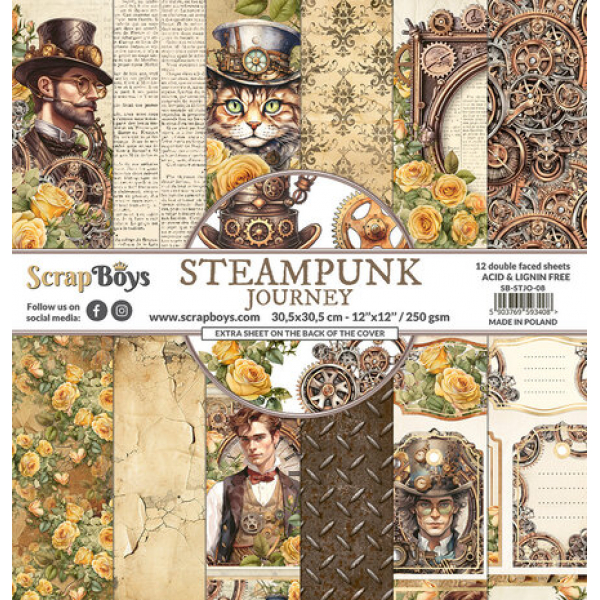 ScrapBoys Steampunk Journey 12x12 Inch Paper Pack (SB-STJO-08)