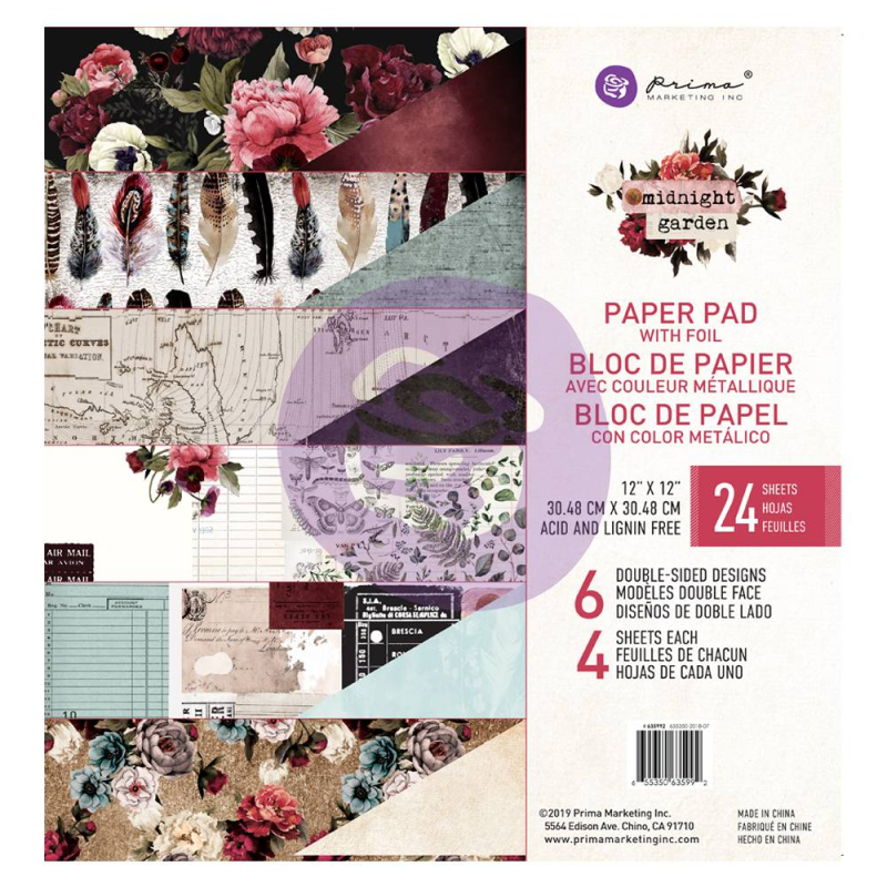 Prima Marketing Midnight Garden 12x12 Inch Paper Pad (635992)