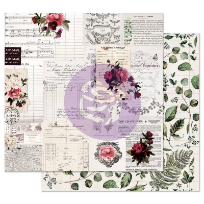 Prima Marketing Midnight Garden 12x12 Inch Sheet Rose Receipts