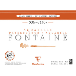 Clairefontaine Fontaine Aquarel gesatineerd 20bl 4zijdig gelijmd 23x32cm 300g - Wit (96344C)