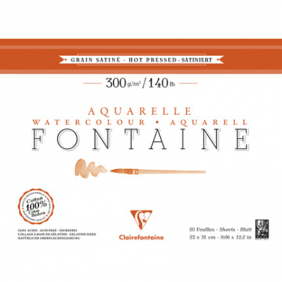 Fontaine Aquarel gesatineerd 20bl 4zijdig gelijmd 23x32cm 300g - Wit 96344C