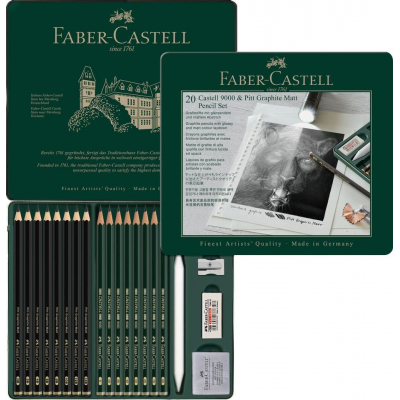 Faber-Castell Grafietpotlood  Pitt Mat 8st. en 9000 8st. in blik