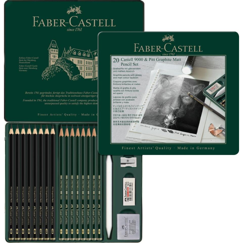 Faber-Castell Grafietpotlood Pitt Mat 8st. en 9000 8st. in blik (FC-115224)
