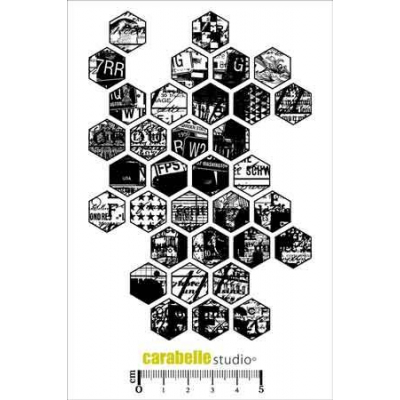 Carabelle Studio • cling stamp A6 honingraat collage (SA60107)