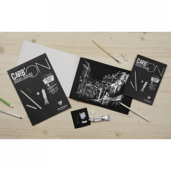 Clairefontaine Blok Carb'ON gelijmd 20 blad 120g A4 (21x29,7cm) - Zwart 975039C