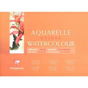 Blok Etival Aquarel 25 blad 30x40cm 300g fijne korrel & gelijmd 4 zijden (96472C)