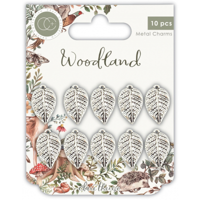 Craft Consortium Woodland Metal Charms Silver Leaf (CCMCHRM019)