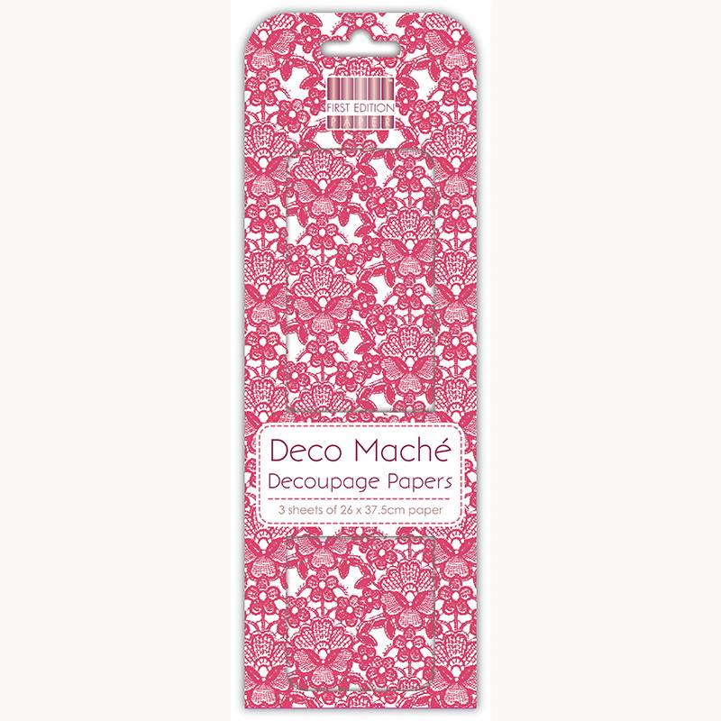 First Edition FSC Deco Mache - Red Lace (FEDEC183)