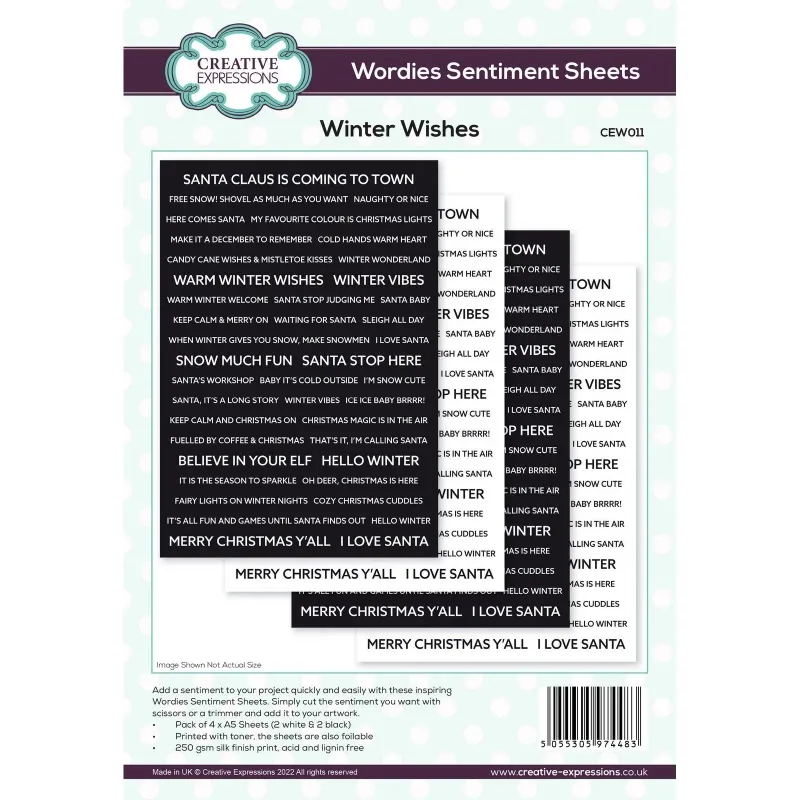 Creative Expressions • Wordies Sentiment Sheets Winter Wishes (CEW011)