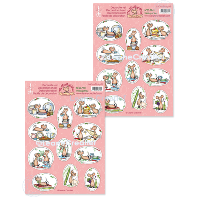 Leane Creatief The World of Mice: Thinking of You A4 Descoration Sheets (50.7941) per vel
