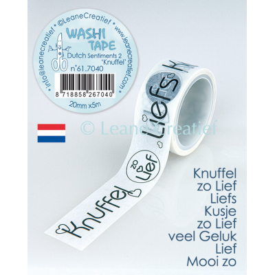 Leane Creatief Washi tape Dutch sentiments 2. “Knuffels” (61.7040)