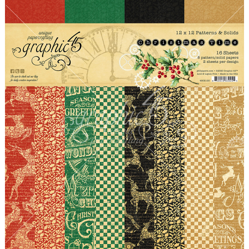 Graphic 45 Christmas Time 12x12 Inch Patterns & Solids (4502120)