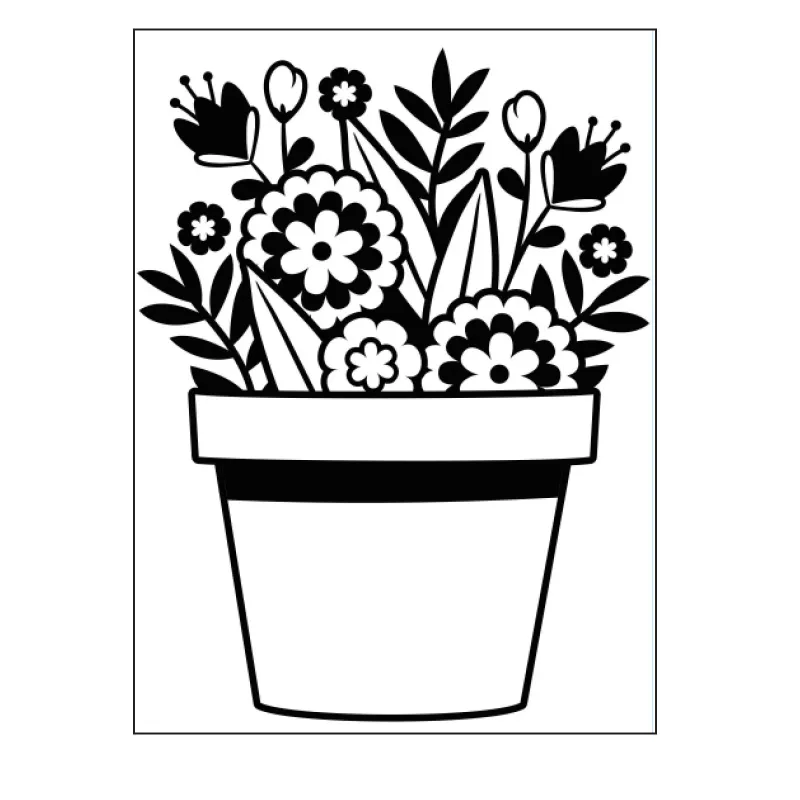 Darice • Embossing sjabloon bloemen in pot (1219-403)