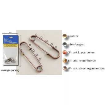 Darice • Safety pin 5cm ant. silver plated (1 stuks) (1882-17SP)