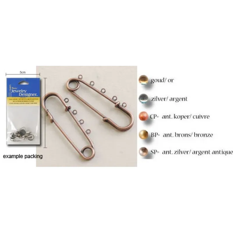 Darice • Safety pin 5cm ant. silver plated (1 stuks) (1882-17SP)