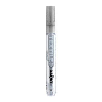 DARWI Textielverf marker met glitter, punt van van 2 mm, inhoud 6 ml, zilver - Zilver - New  DA0140013080C