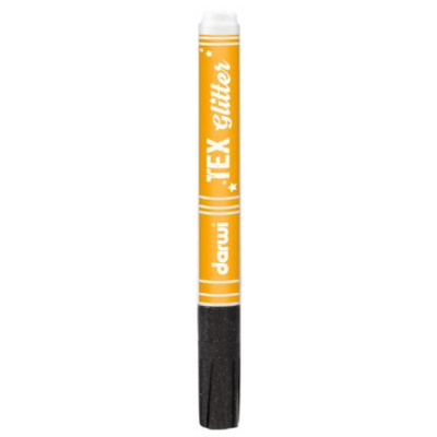 DARWI Textielverf marker met glitter, punt van van 2 mm, inhoud 6 ml, zwart - Zwart - New  DA0140013100C