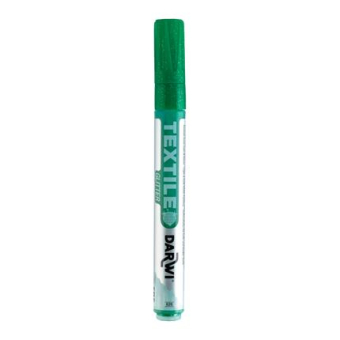 DARWI Textielverf marker met glitter, punt van van 2 mm, inhoud 6 ml, dennengroen - Dennengroen - New DA0140013626C