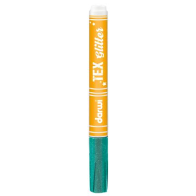 DARWI Textielverf marker met glitter, punt van van 2 mm, inhoud 6 ml, turkuose new DA0140013676C