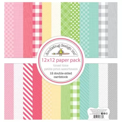 Doodlebug Tinsel Time 12x12 Inch Petite Prints Assortment Pack (8768)