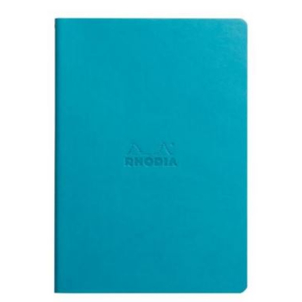 Rhodiarama genaaid schrift A5 32 blad gelijnd ivoorkleurig papier 90g - Turquoise (116407C)
