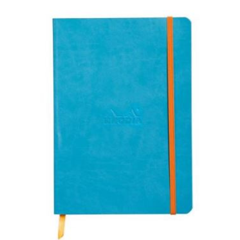 Rhodiarama softcover notitieboek SAFFIER A5 80 blad geruit 5/5 ivoorkleurig papier 90 g/m2, sluiting met elastiek - Sapphire  (117822C)