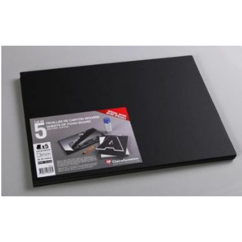 Clairefontaine FoamBoard pak van 5 vel 3mm A3 (29,7x42cm) zwart - per vel (193647C)