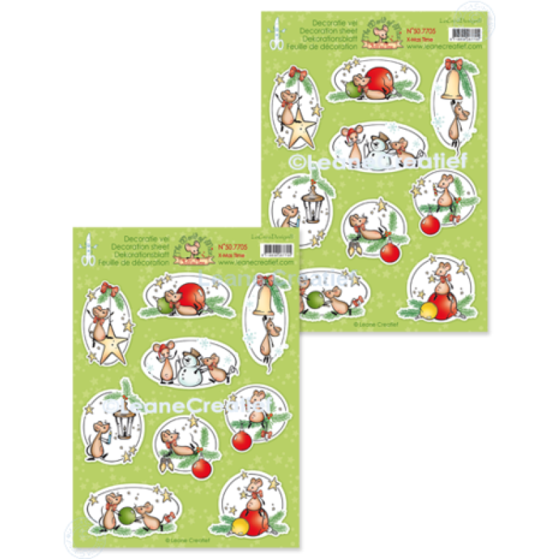 Leane Creatief The World of Mice: Christmas Time A4 Decoration Sheets per vel (50.7705-8)