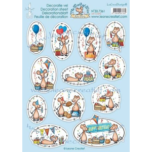 Leane Creatief The World of Mice Let’s Party Decoration A4 Sheets(50.7361)) per vel