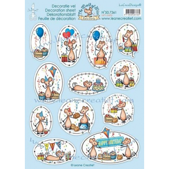 Leane Creatief The World of Mice Let’s Party Decoration A4 Sheets(50.7361)) per vel