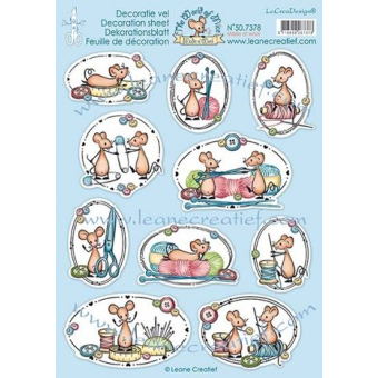 Leane Creatief The World of Mice Made of Wool Decoration A4 sheets (50.7378) per vel