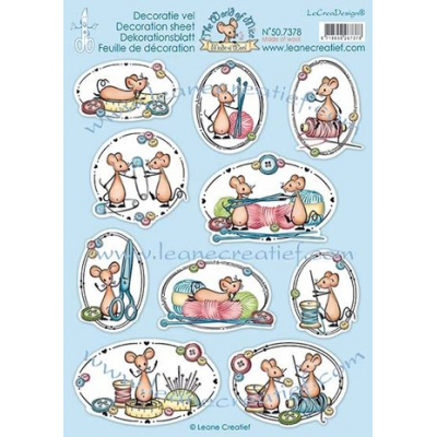 Leane Creatief The World of Mice Made of Wool  Decoration A4 sheets (50.7378) per vel