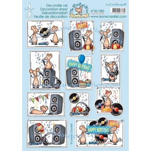 Leane Creatief The World of Mice Play the Music Decoration A4 sheets (50.7385) per vel