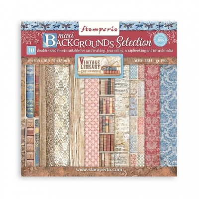 Stamperia Vintage Library Maxi Background Selection 12x12 Inch Paper Pack (SBBL133)