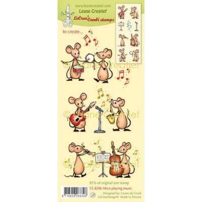 Leane Creatief Combi Clear Stamp Mice Playing Music (55.8306)