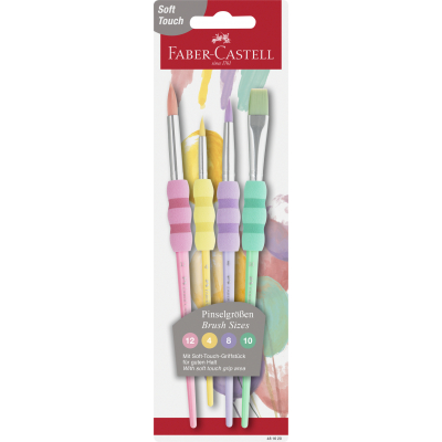 Faber-Castell penselenset soft touch, 4 stuks pastel kleuren (FC-481600) (FC-481620)