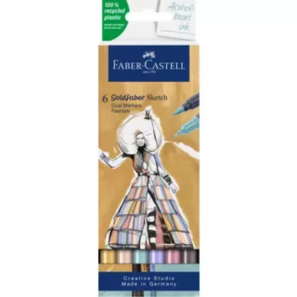 Faber-Castell Sketchmarker Goldfaber etui 6 stuks Fashion set op alcoholbasis (FC-164808)