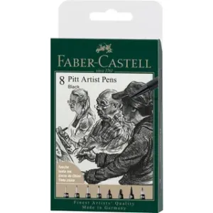 Faber-Castell Pitt Artist Pen etui 8 stuks 199 zwart lijndiktes XXS, S, F, M, B, C, 1.5, FH (FC-167158)