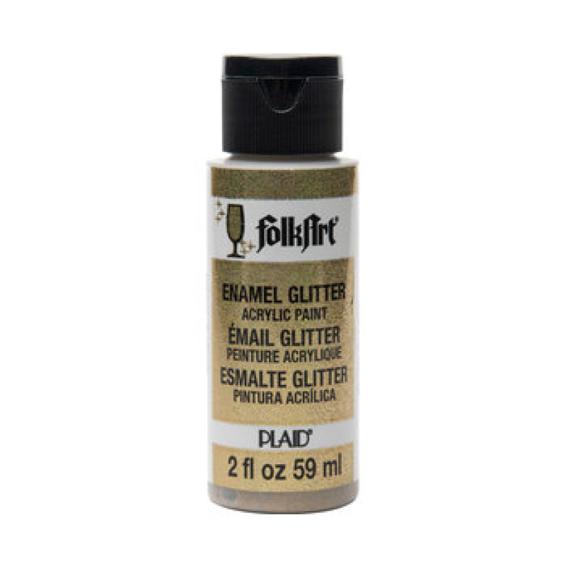 Folkart Enamel Glass Paint Glitter Gold 2 fl oz (2798) (28995027987)