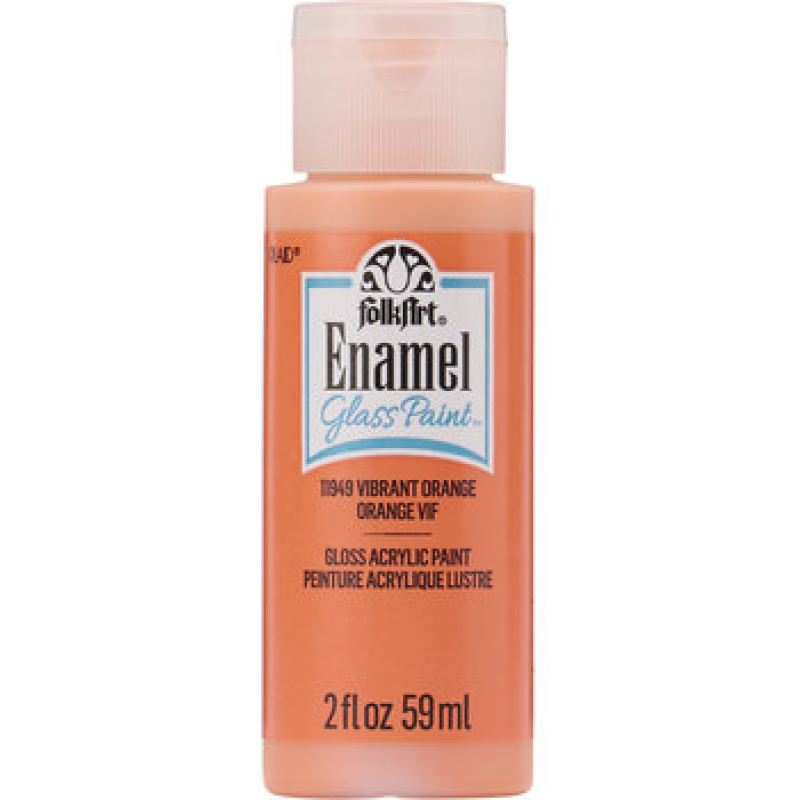 Folkart Enamel Glass Paint Vibrant Orange 2 fl oz (11949) (28995119491)